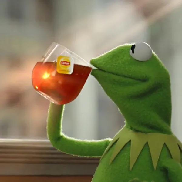 Kermit the Frog sipping tea — the classic But That's None of My Business meme template
